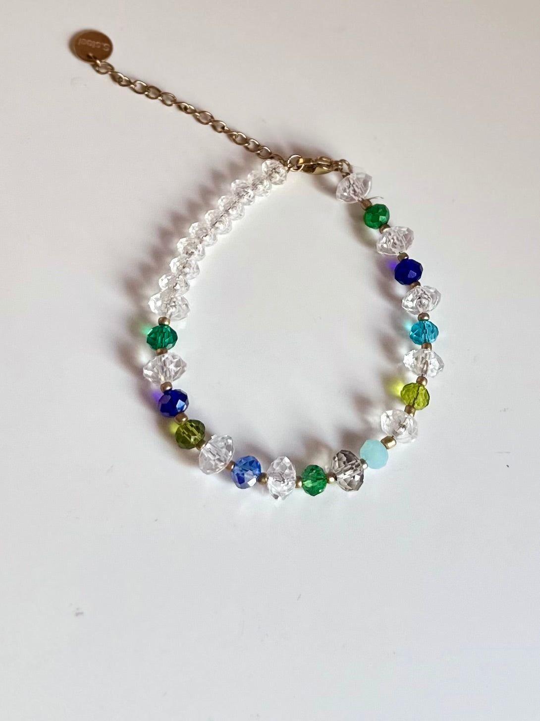Pulsera de cristales azules y verdes