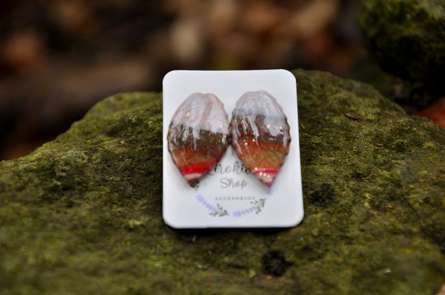 Pendientes de hojas otoñales estampadas